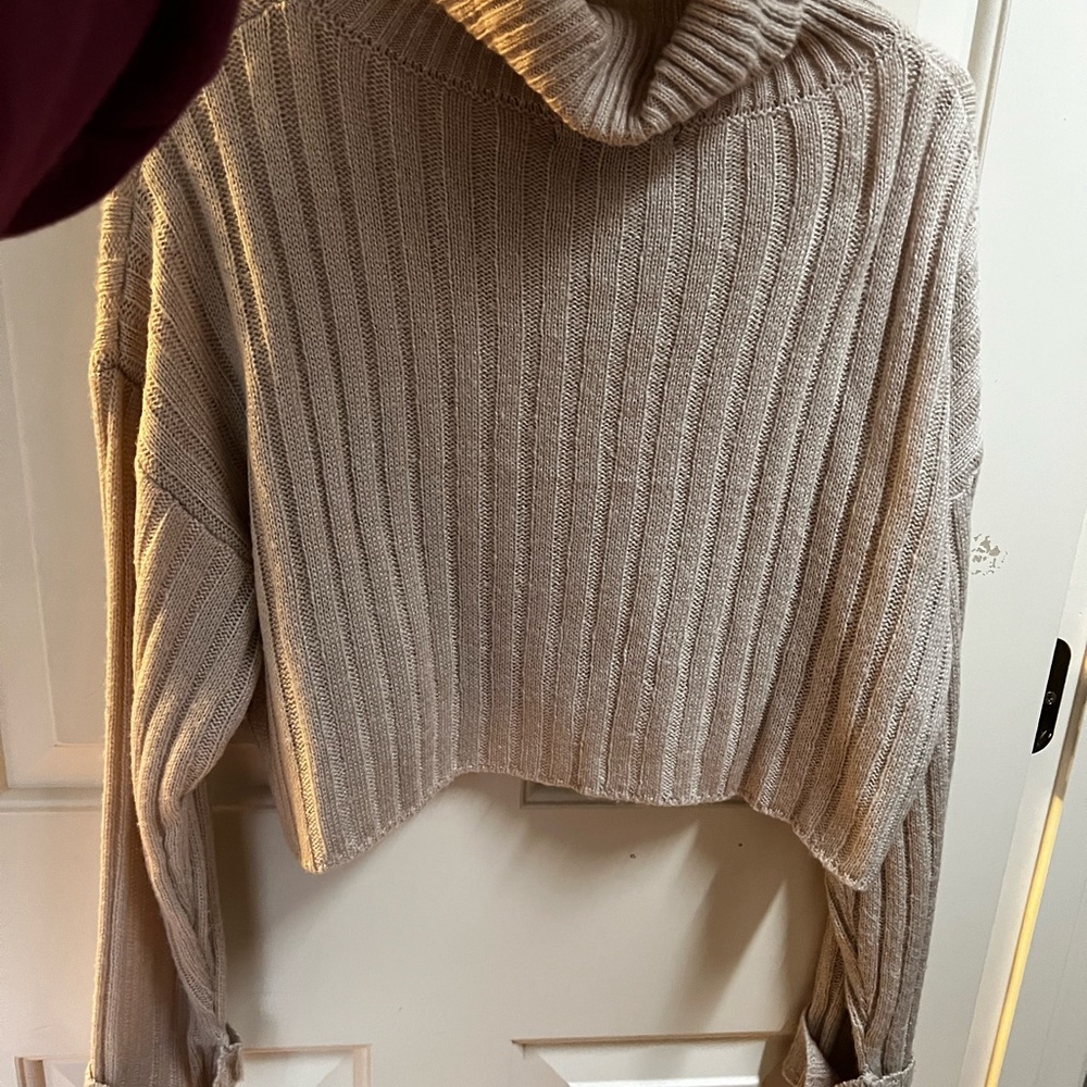 Cropped tan sweater